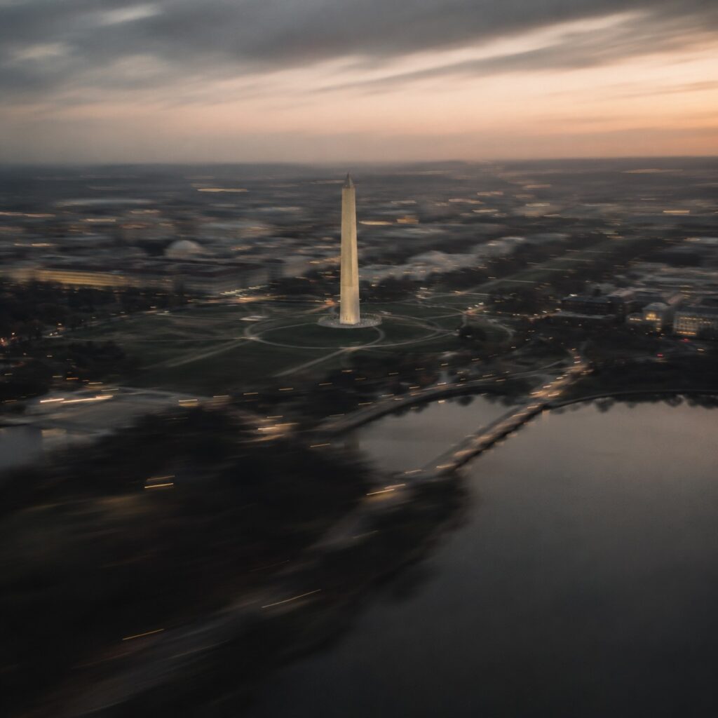 ai generated aerial view of a washington monument